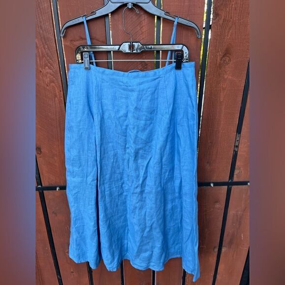 REFORMATION KAMREN TWO-PIECE LINEN DRESS IN PARISIAN BLUE size 12 - Picture 5 of 9